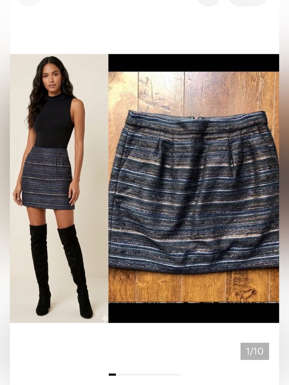 NWT J Crew Mini Skirt With Metallic Bronze Thread. Small/Size 4.